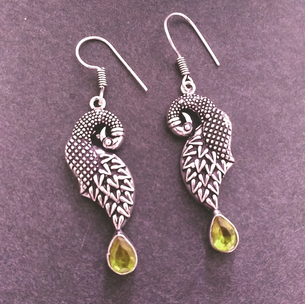 New sterling silver peacock earings.